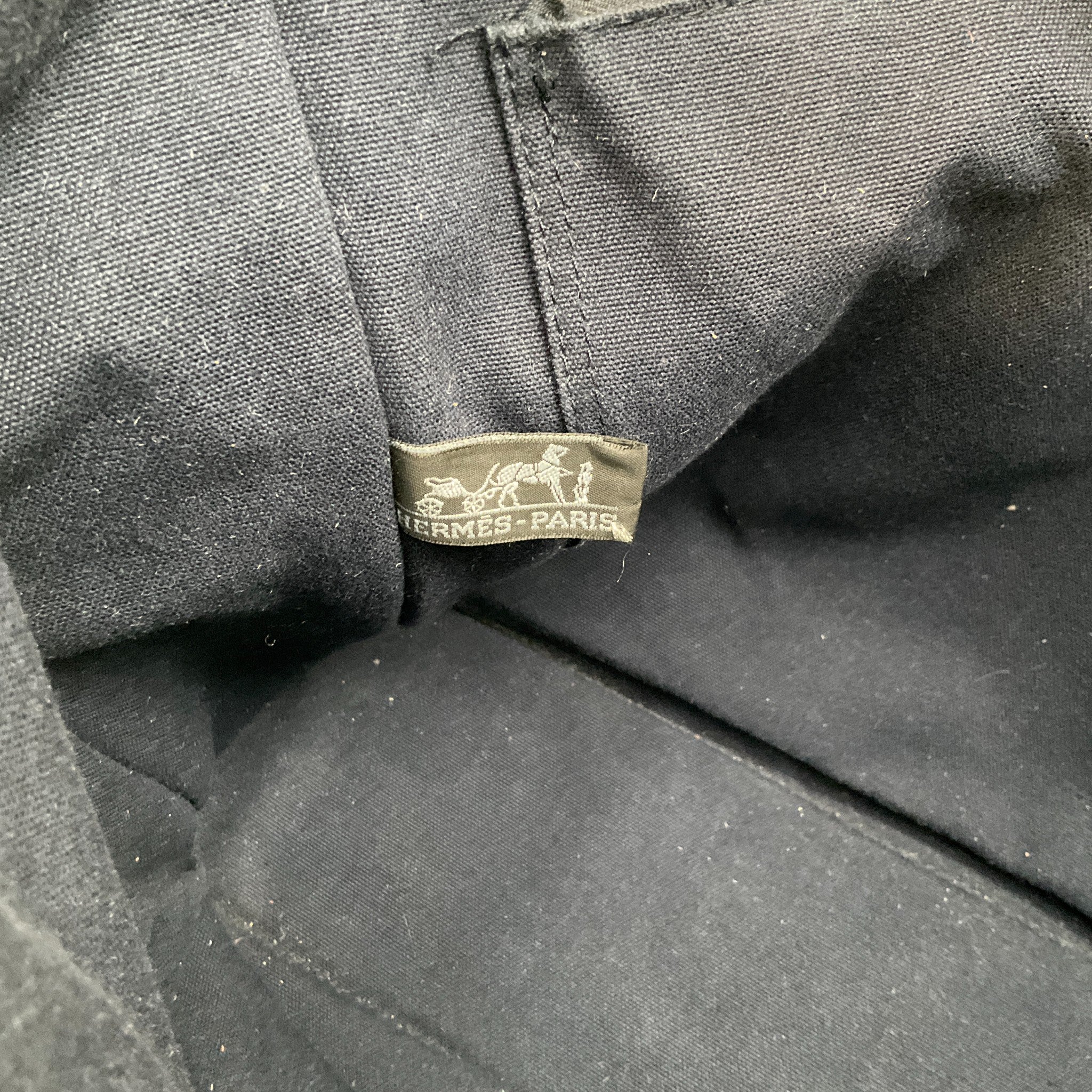 Hermes Navy Blue Canvas Deauville MM Bag