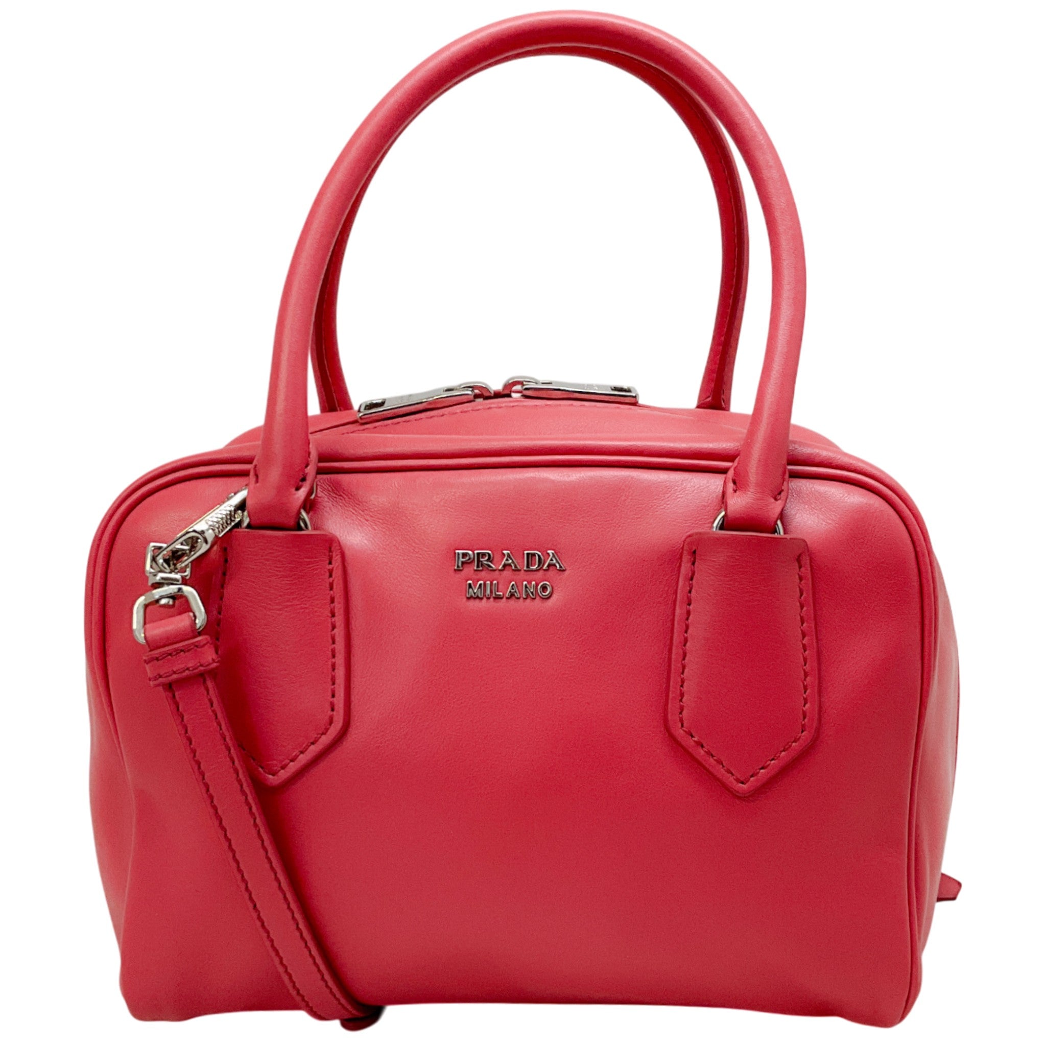 Prada Pink Leather Bauletto 2 Way Bag
