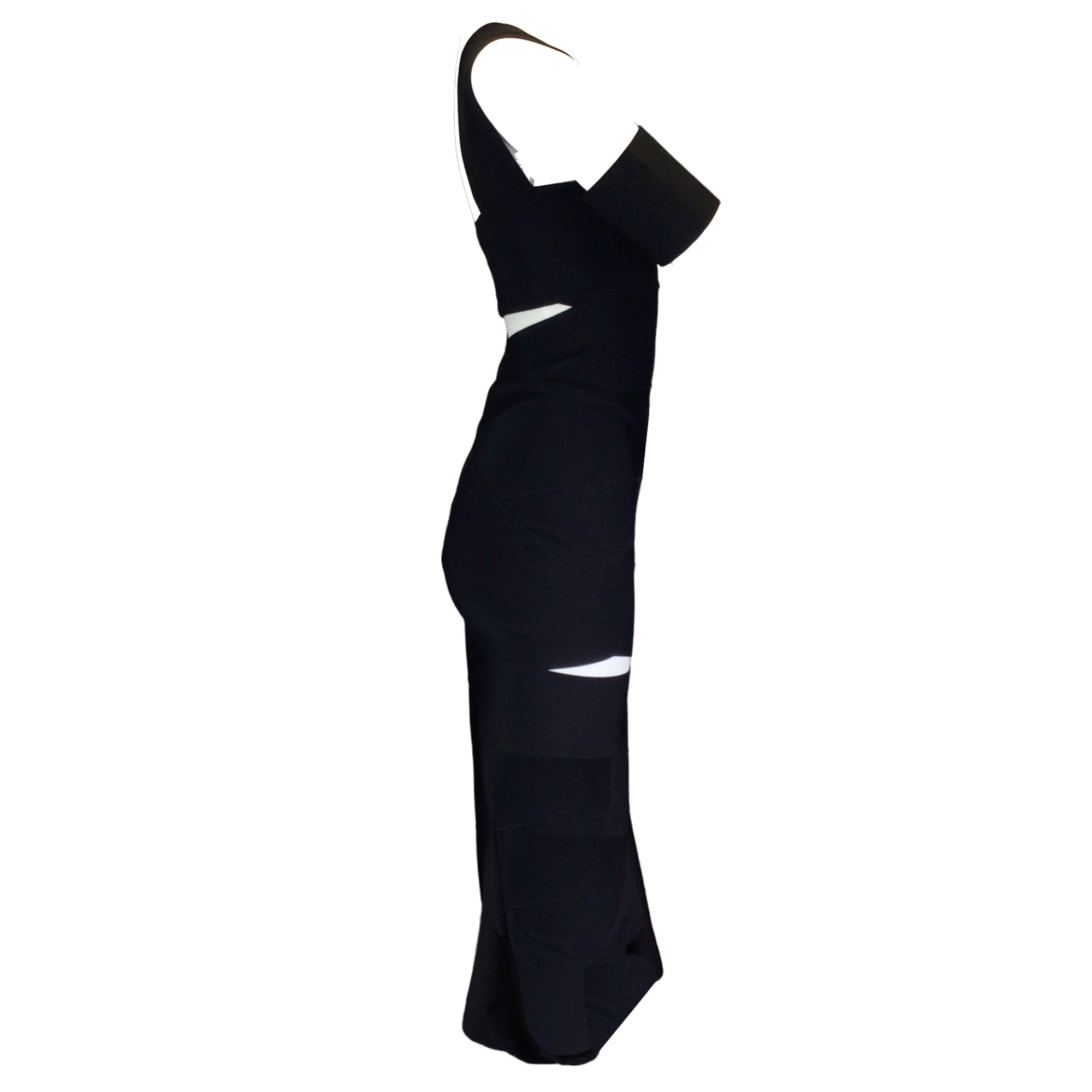 Alexander McQueen Black Cut-Out Detail One Shoulder Bandage Midi Dress