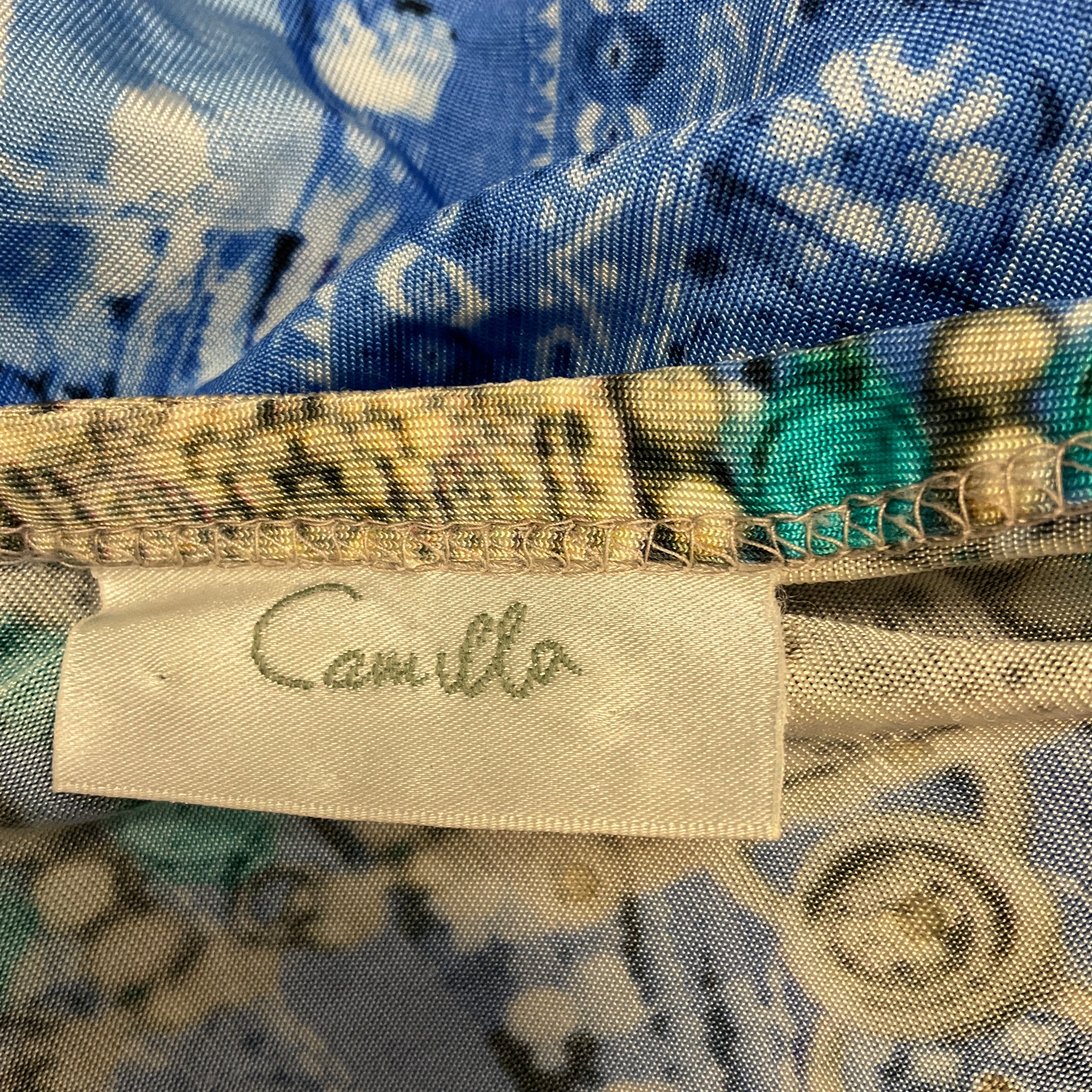 Camilla Blue Multi Rhinestone Embellished Jersey Stretch Cover Up Top