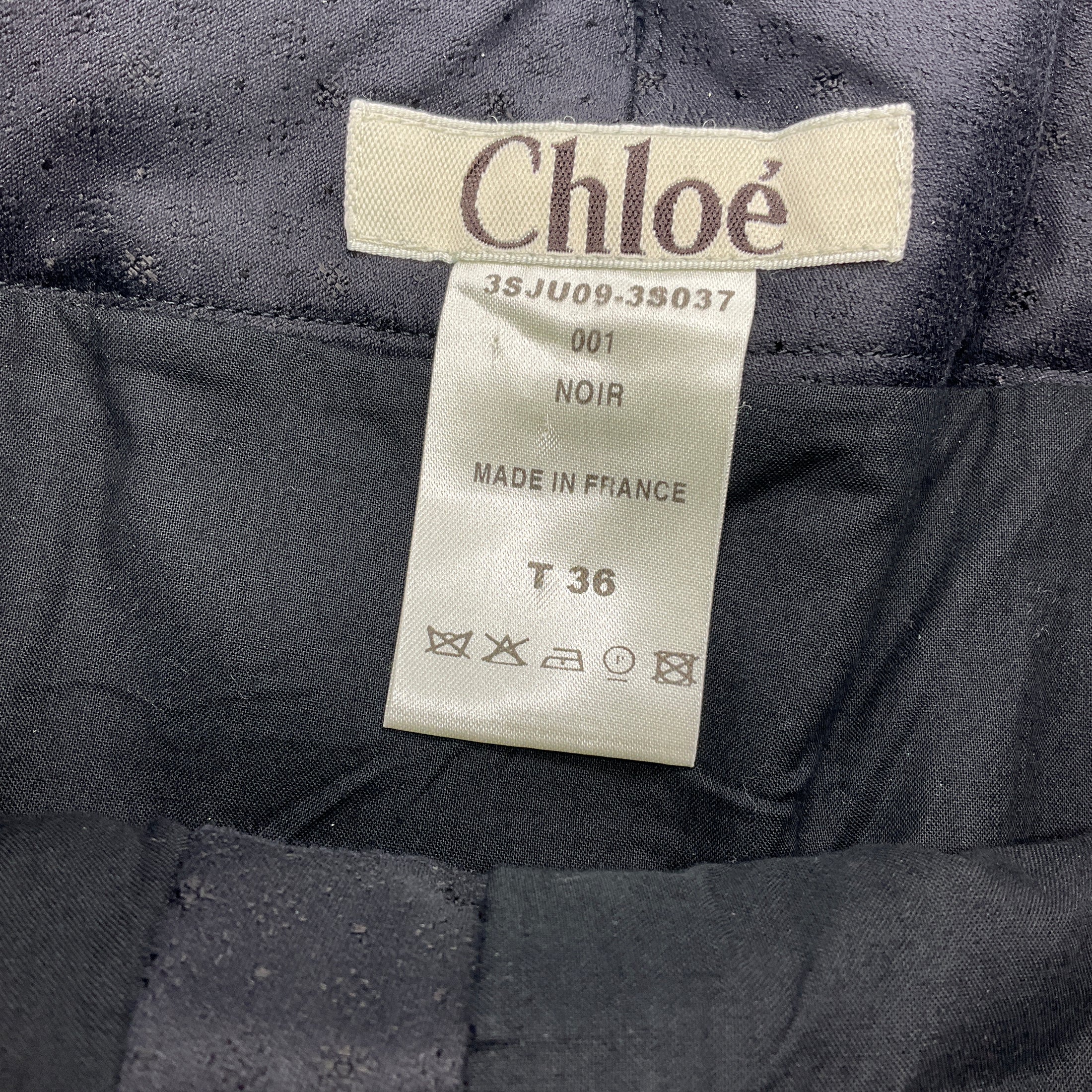 Chloe Vintage Black Noir Jacquard Mini Skirt with Lace Back