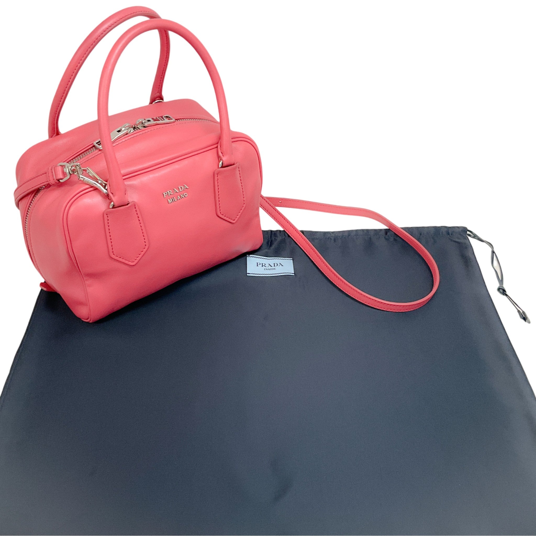 Prada Pink Leather Bauletto 2 Way Bag