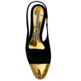 Load image into Gallery viewer, Alexandre Vauthier Black Satin Slingback Pumps with Gold Cap Toe
