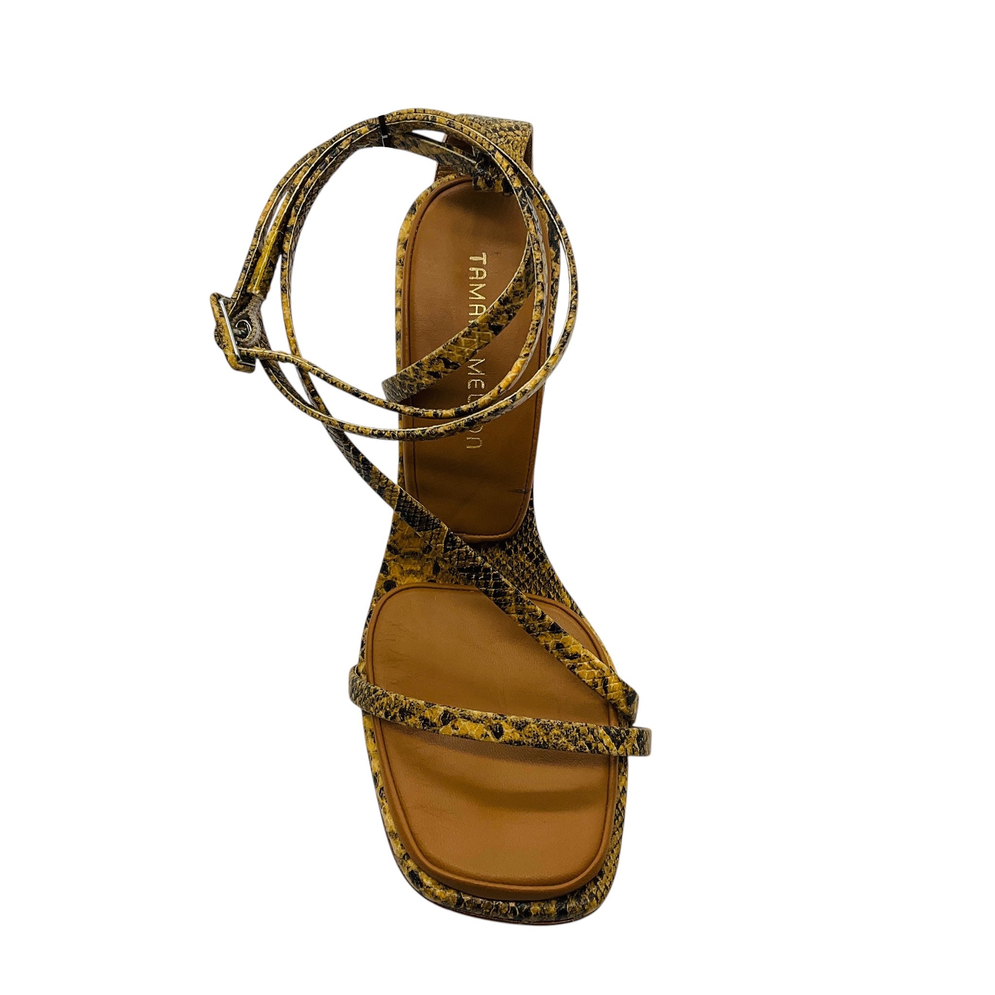 Tamara Mellon Tan Multi Snake Print Ankle Wrap Wedge Sandals