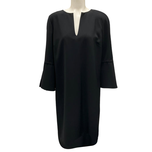 Lafayette 148 New York Black Tie Detail Long Sleeved Crepe Dress