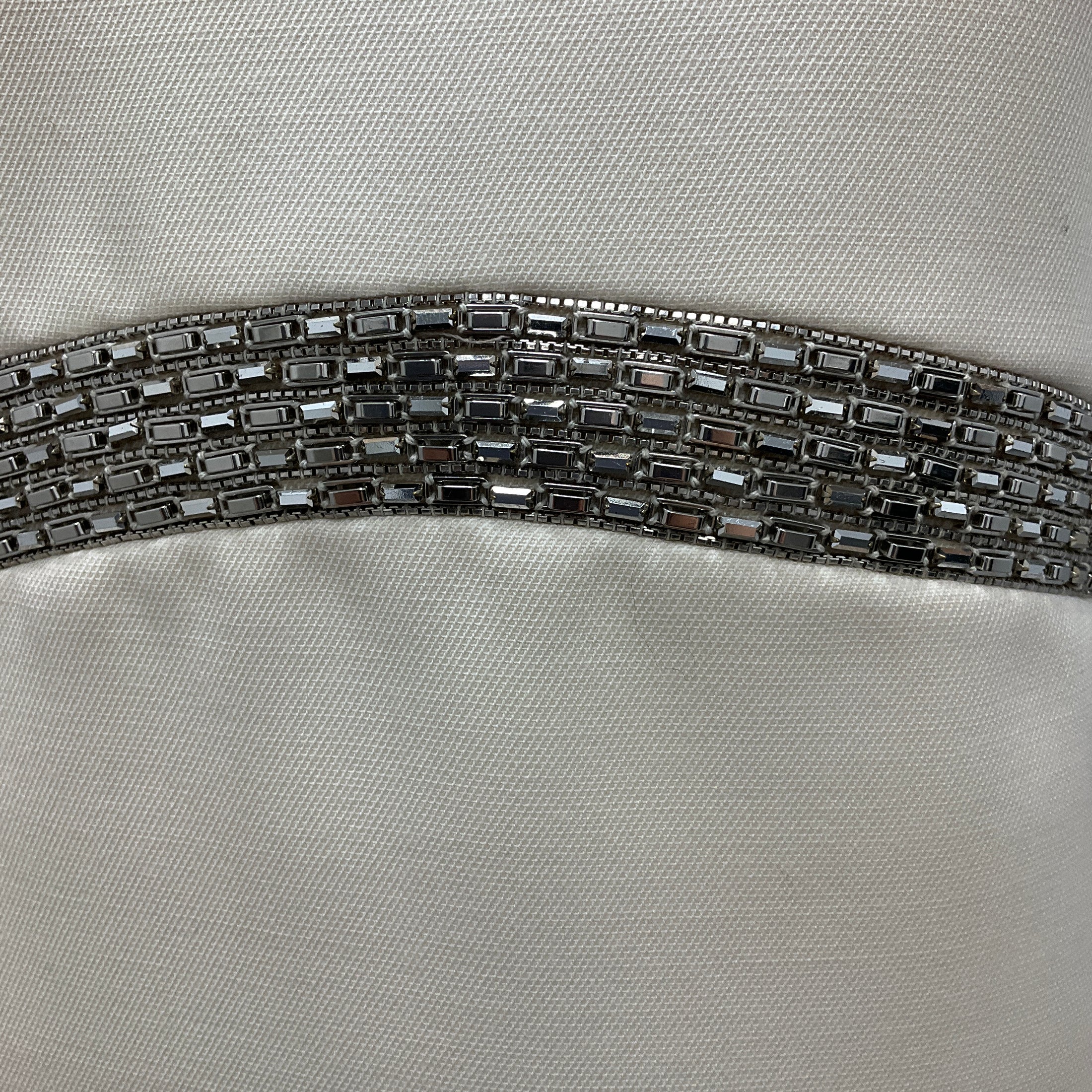 Celine Ivory / Silver Bead Embellished Sleeveless Wool Shift Dress