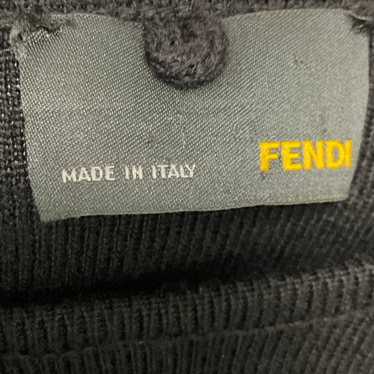 Fendi Black Puff Sleeve Knit Midi Dress
