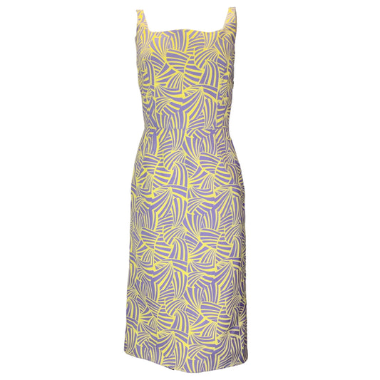 Marc Jacobs Purple / Yellow Printed Sleeveless Silk Dress