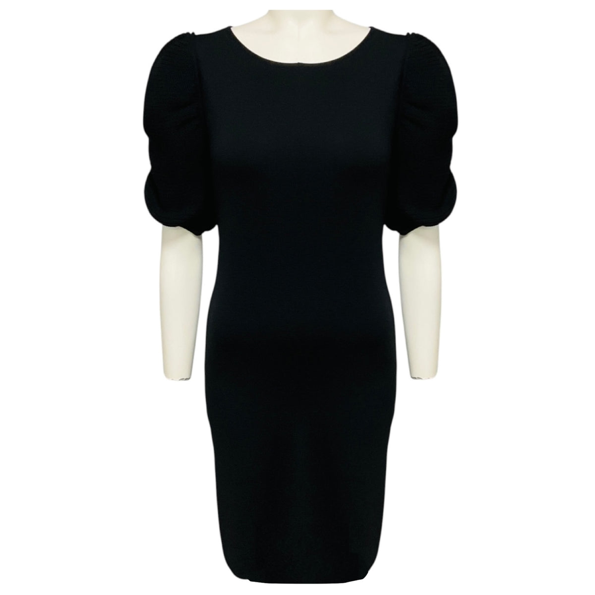 Fendi Black Puff Sleeve Knit Midi Dress