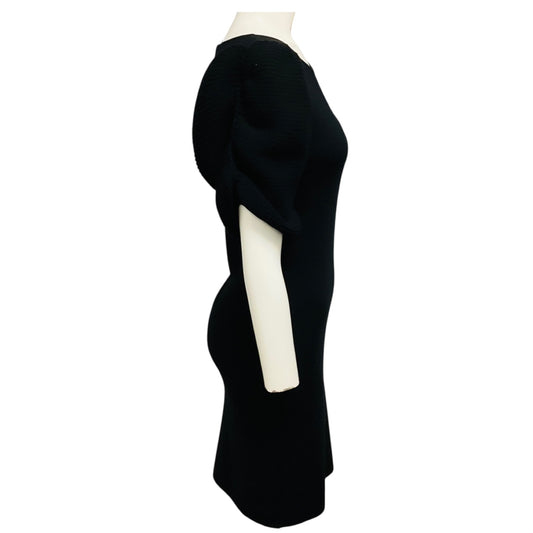 Fendi Black Puff Sleeve Knit Midi Dress