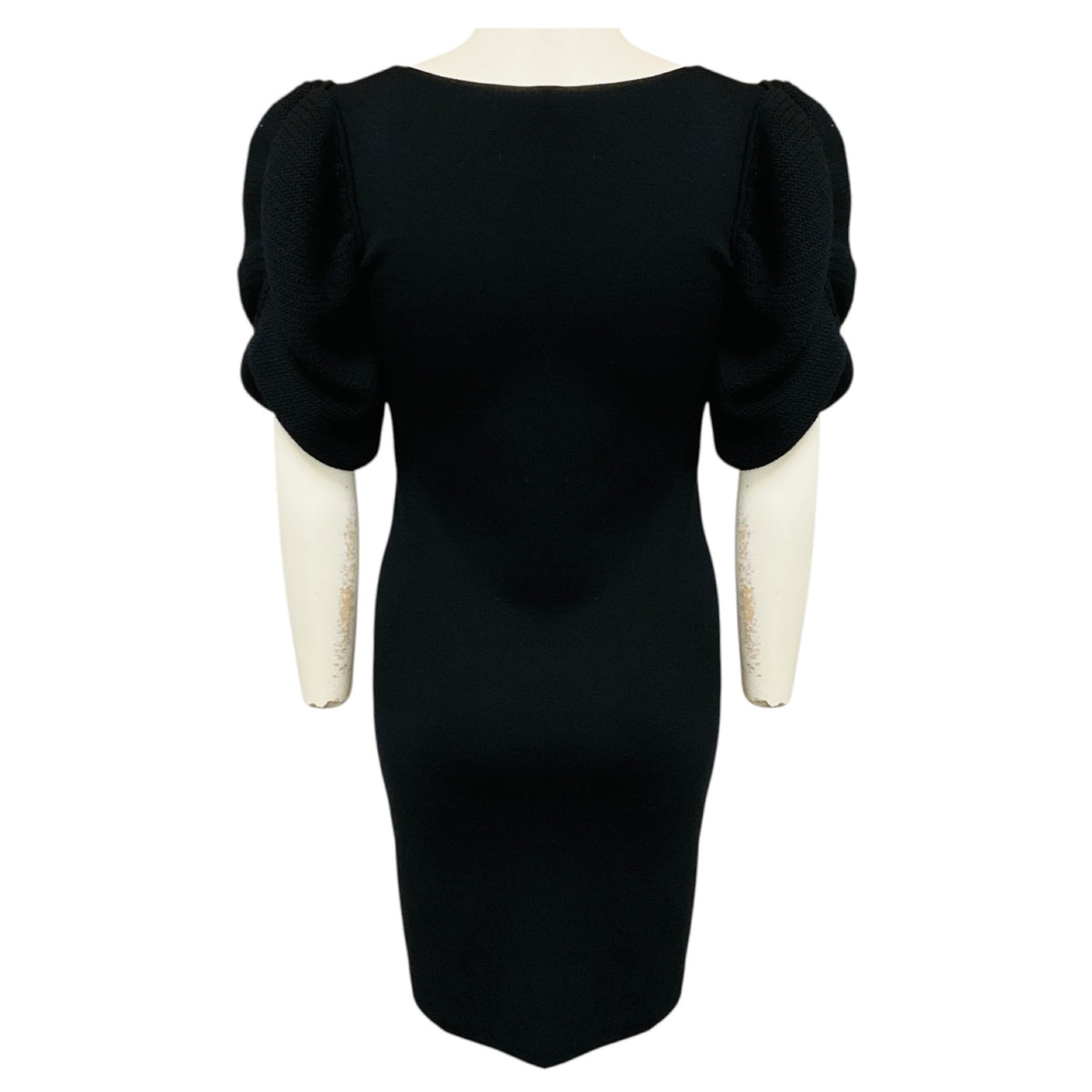 Fendi Black Puff Sleeve Knit Midi Dress