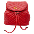 Load image into Gallery viewer, Gucci Red GG Marmont Leather Drawstring Mini Backpack
