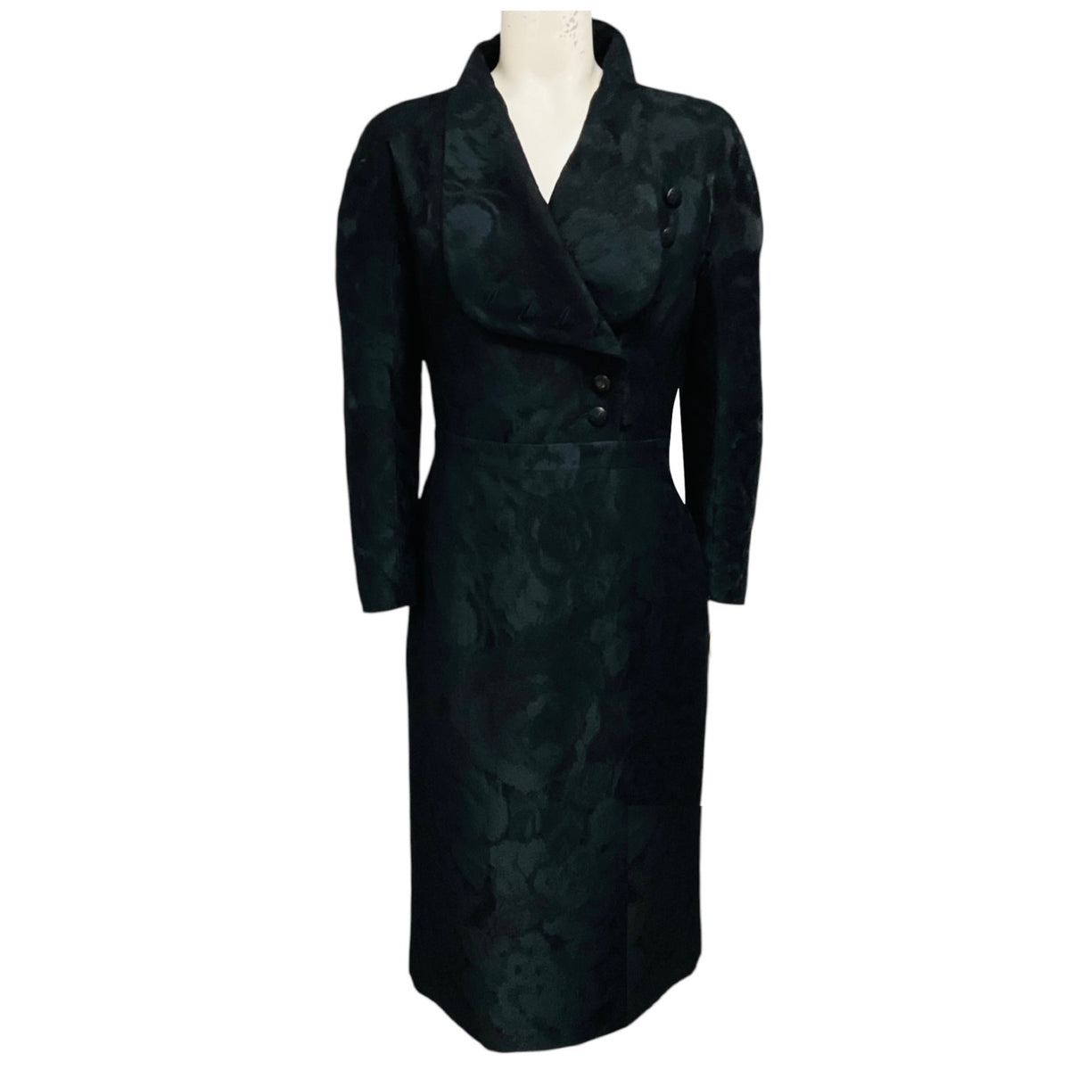 Gucci Black Long Sleeved Jacquard Midi Dress
