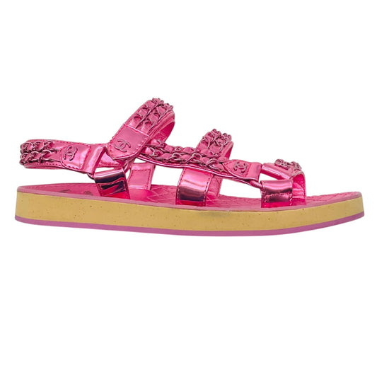 Chanel Pink Metallic 2019 Metallized Lambskin Leather Sandals