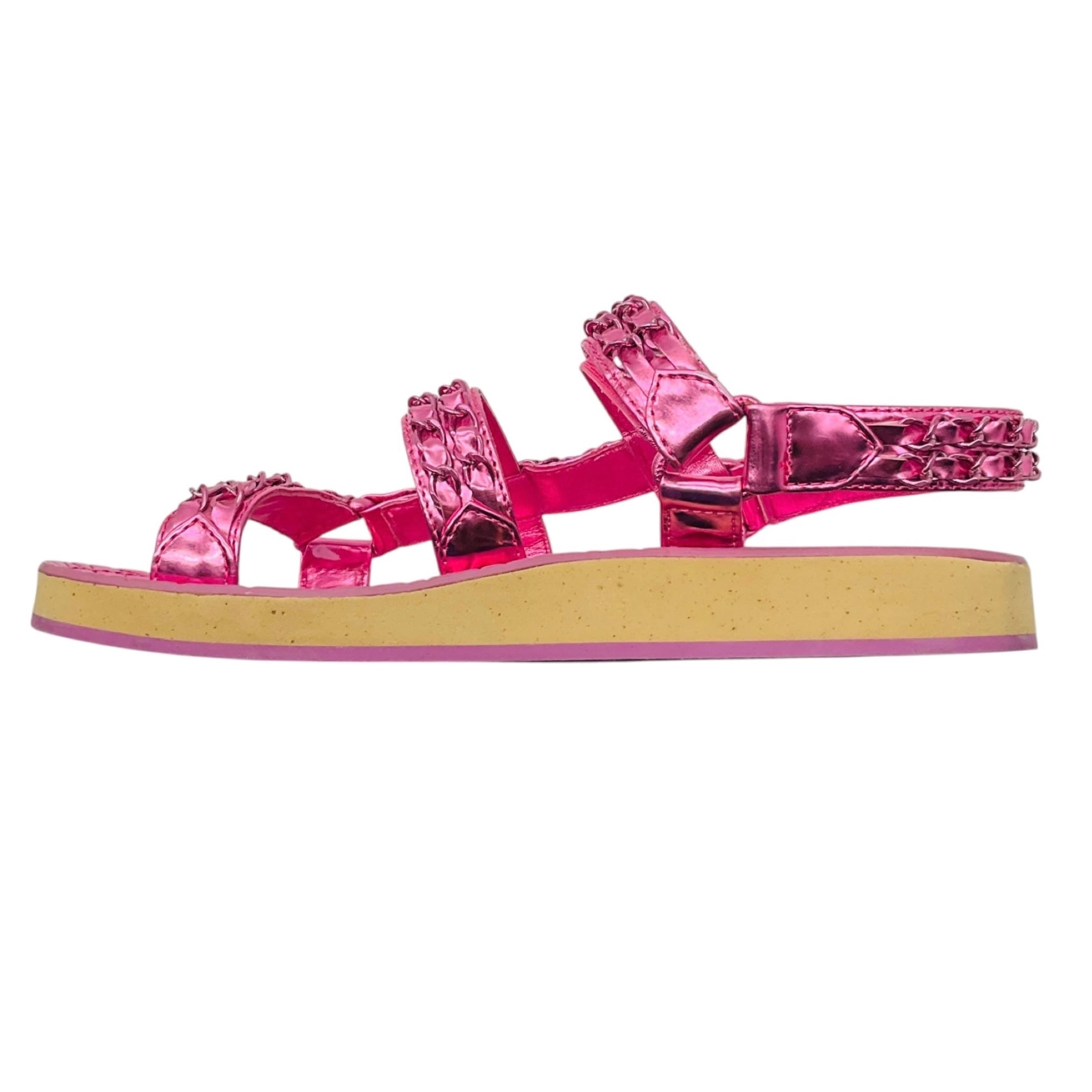 Chanel Pink Metallic 2019 Metallized Lambskin Leather Sandals