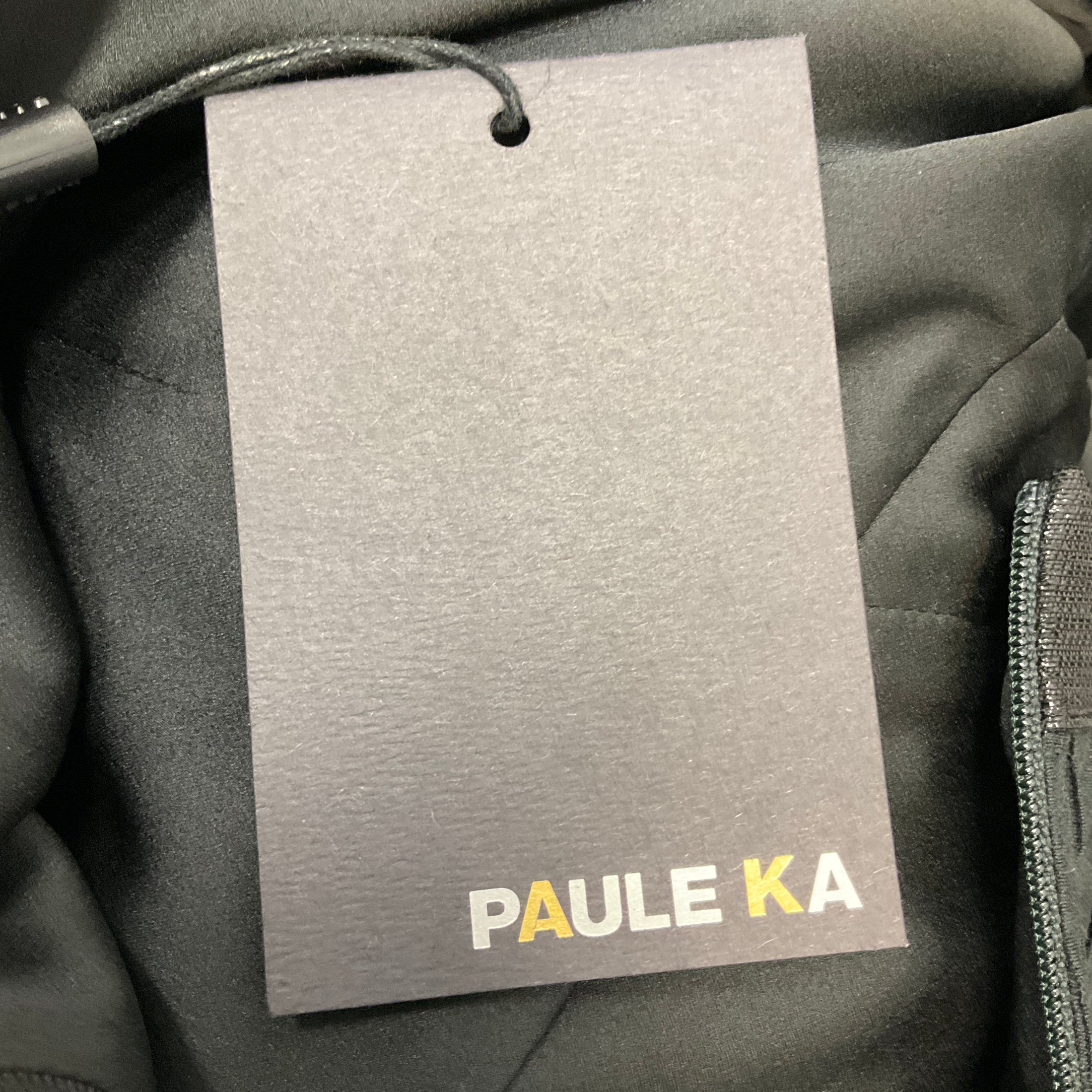 Paule Ka Black Long Sleeved Crepe and Chiffon Dress