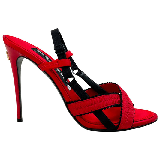 Dolce & Gabbana Red / Black Criss Cross Corset Sandals