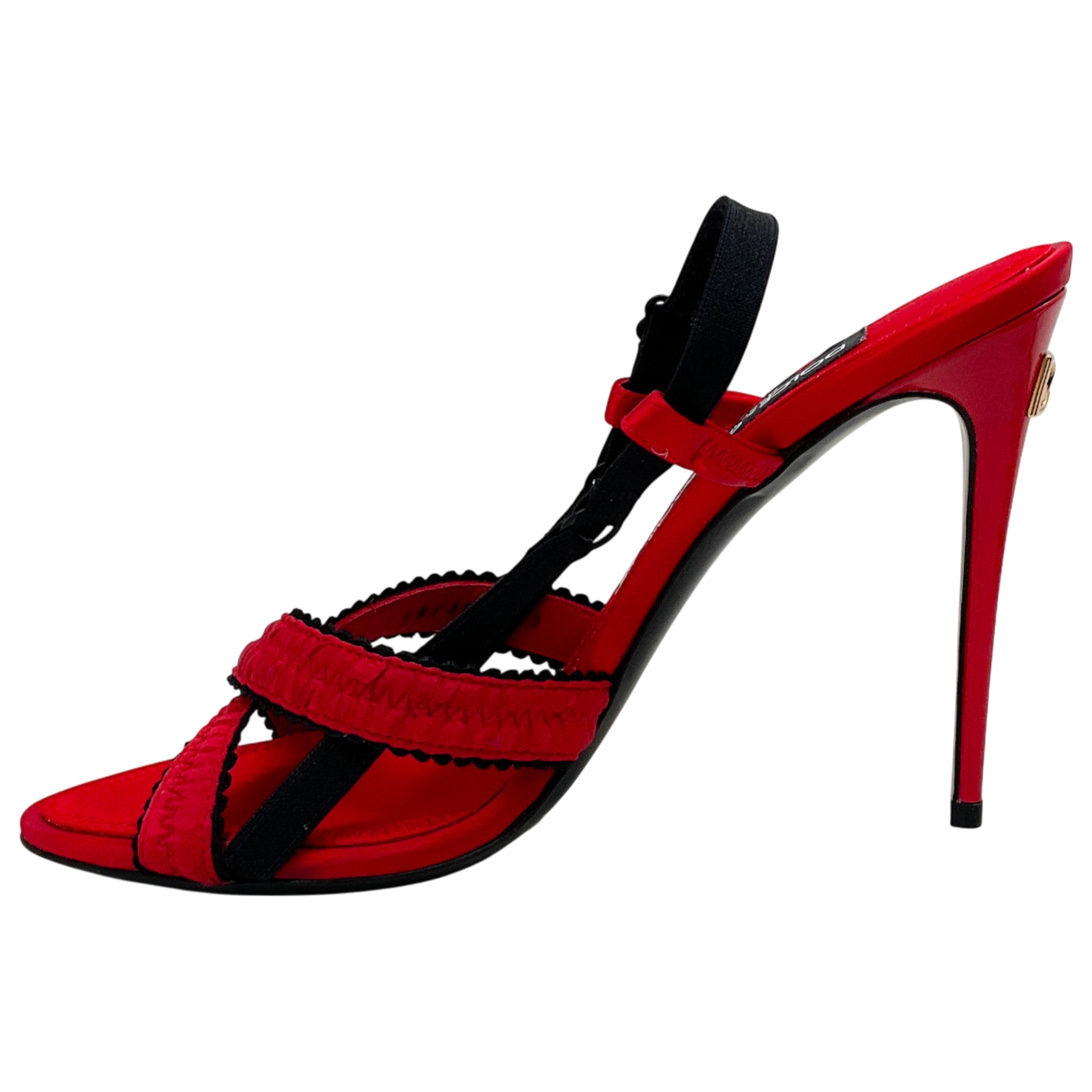 Dolce & Gabbana Red / Black Criss Cross Corset Sandals