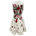 Load image into Gallery viewer, Oscar de la Renta Ivory Multi Degrade Rose Jacquard Fit and Flare Dress
