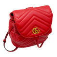 Load image into Gallery viewer, Gucci Red GG Marmont Leather Drawstring Mini Backpack
