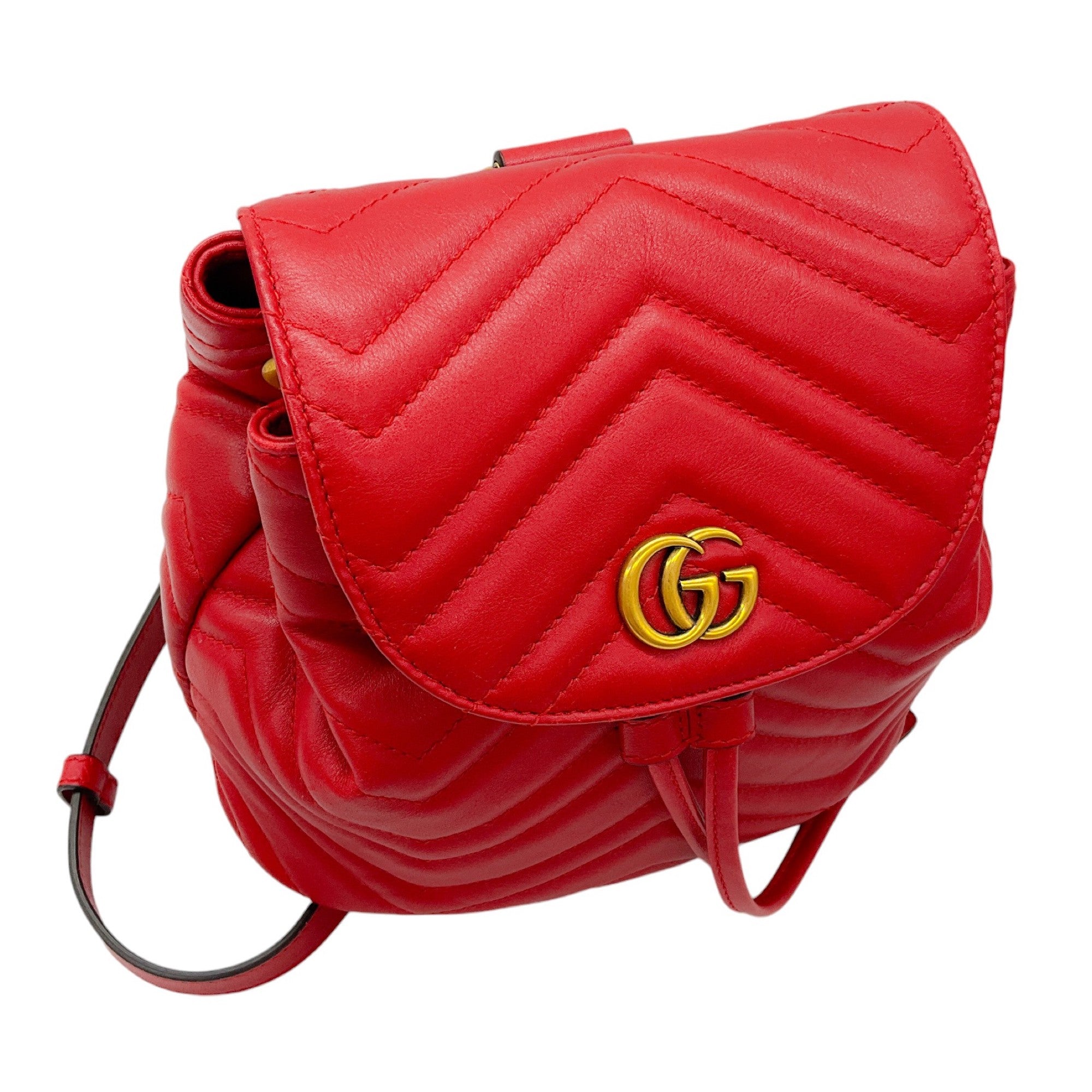 Gucci Red GG Marmont Leather Drawstring Mini Backpack