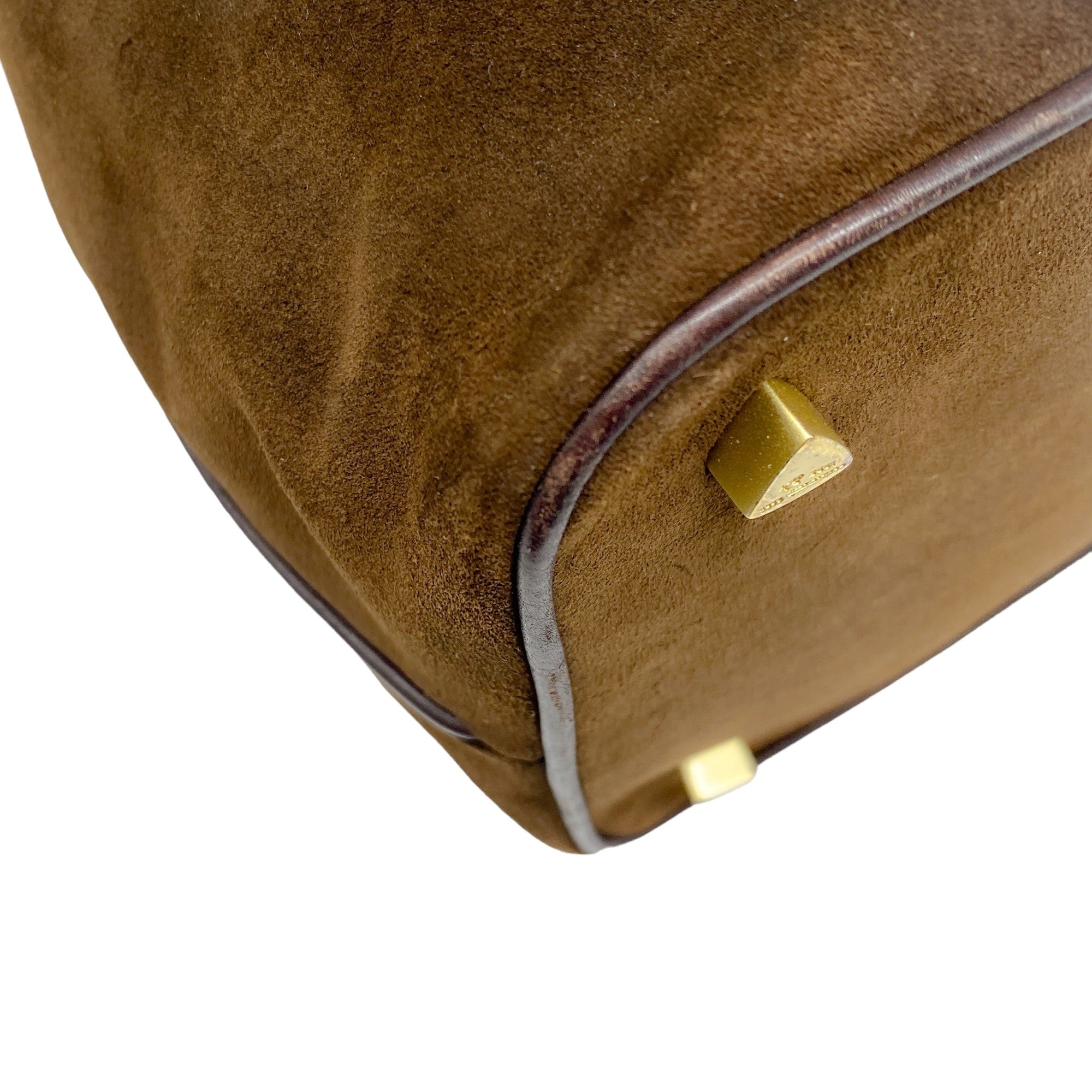 Kieselstein-Cord Brown Suede Bucket Bag with Horse