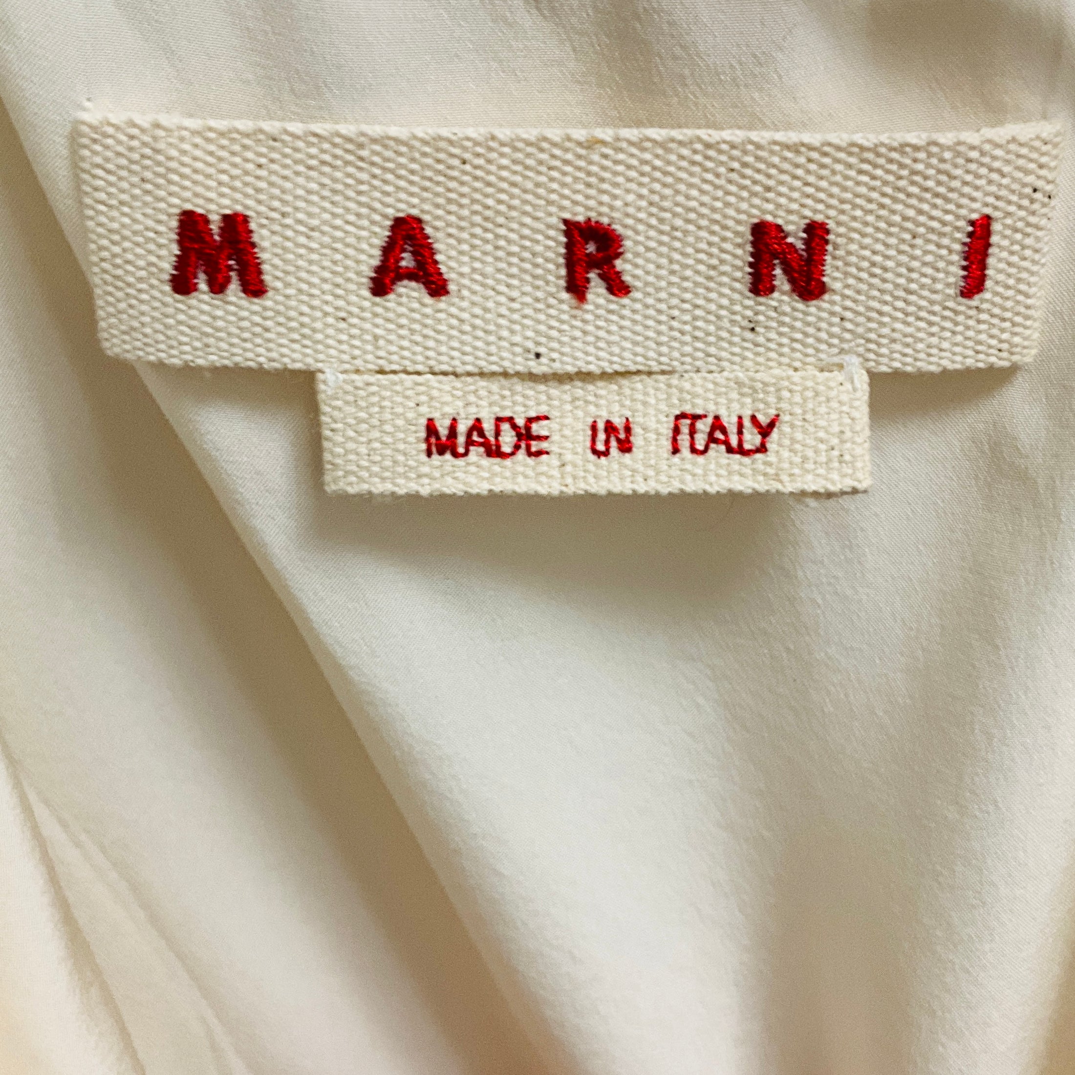 Marni Ivory Tie Front Sleeveless Silk Top