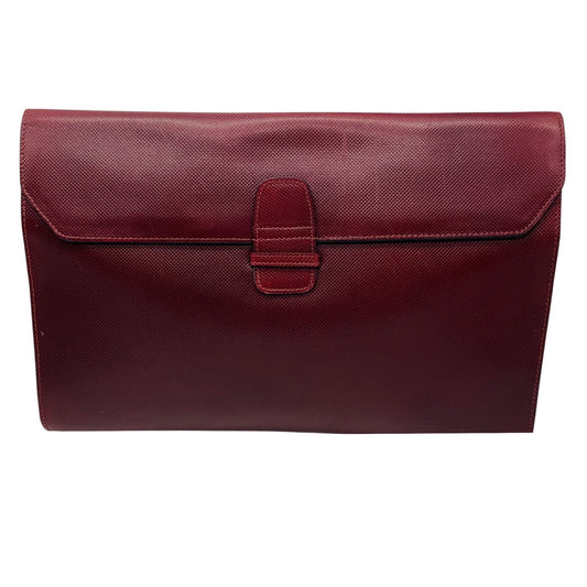 Bottega Veneta Vintage Burgundy Leather Portfolio Clutch Bag