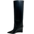 Load image into Gallery viewer, Jimmy Choo Black Leather Blake Wedge Boots
