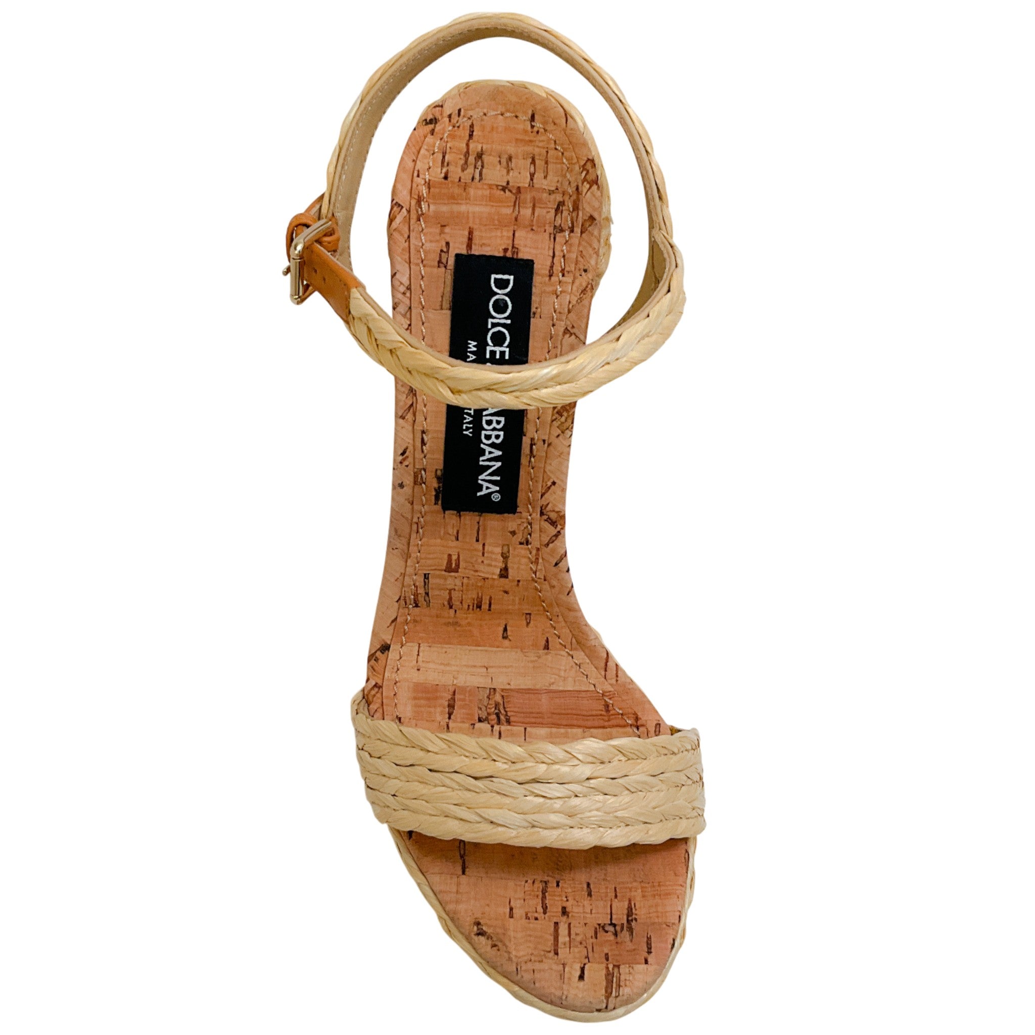 Dolce & Gabbana Natural Raffia Platform Sandals