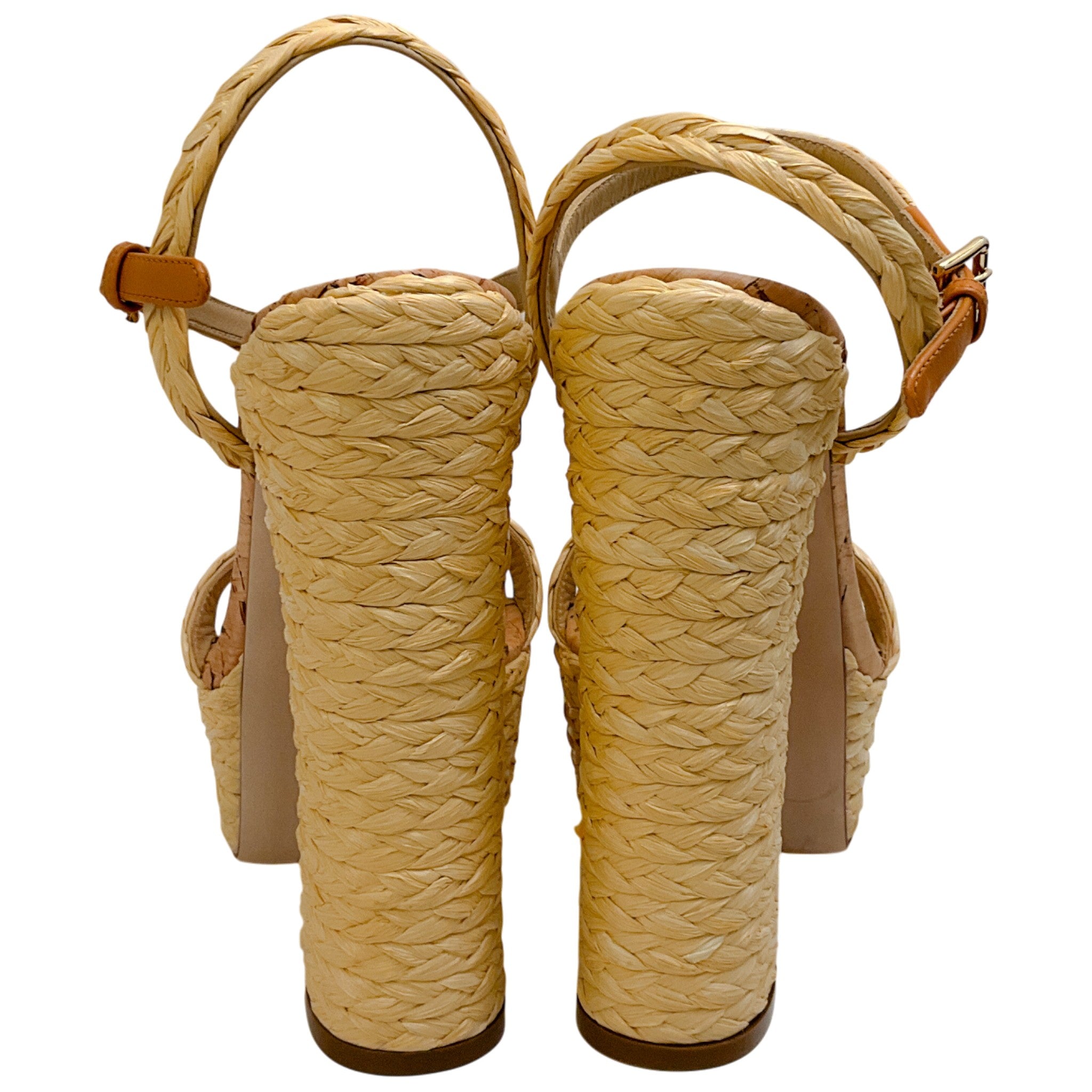 Dolce & Gabbana Natural Raffia Platform Sandals