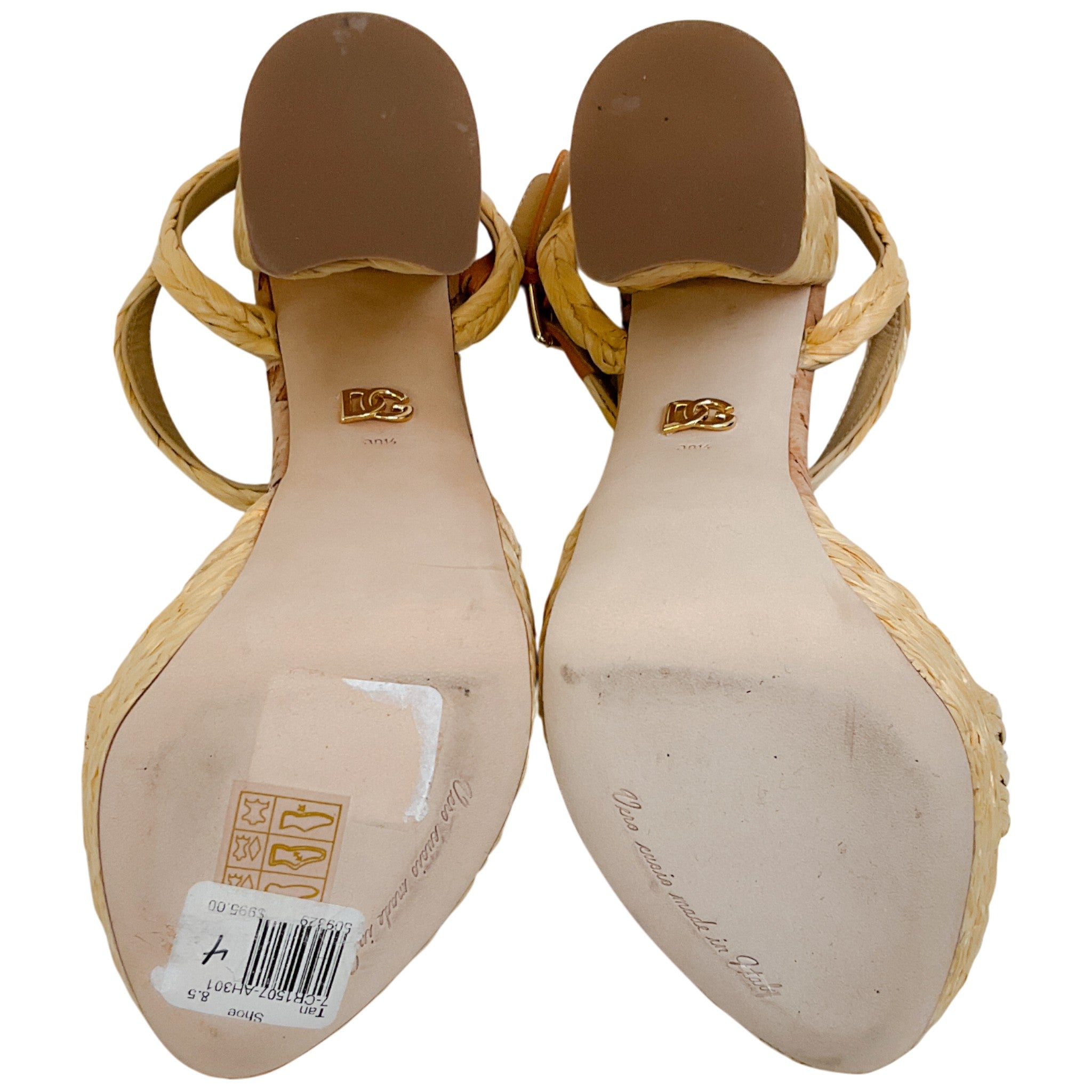 Dolce & Gabbana Natural Raffia Platform Sandals