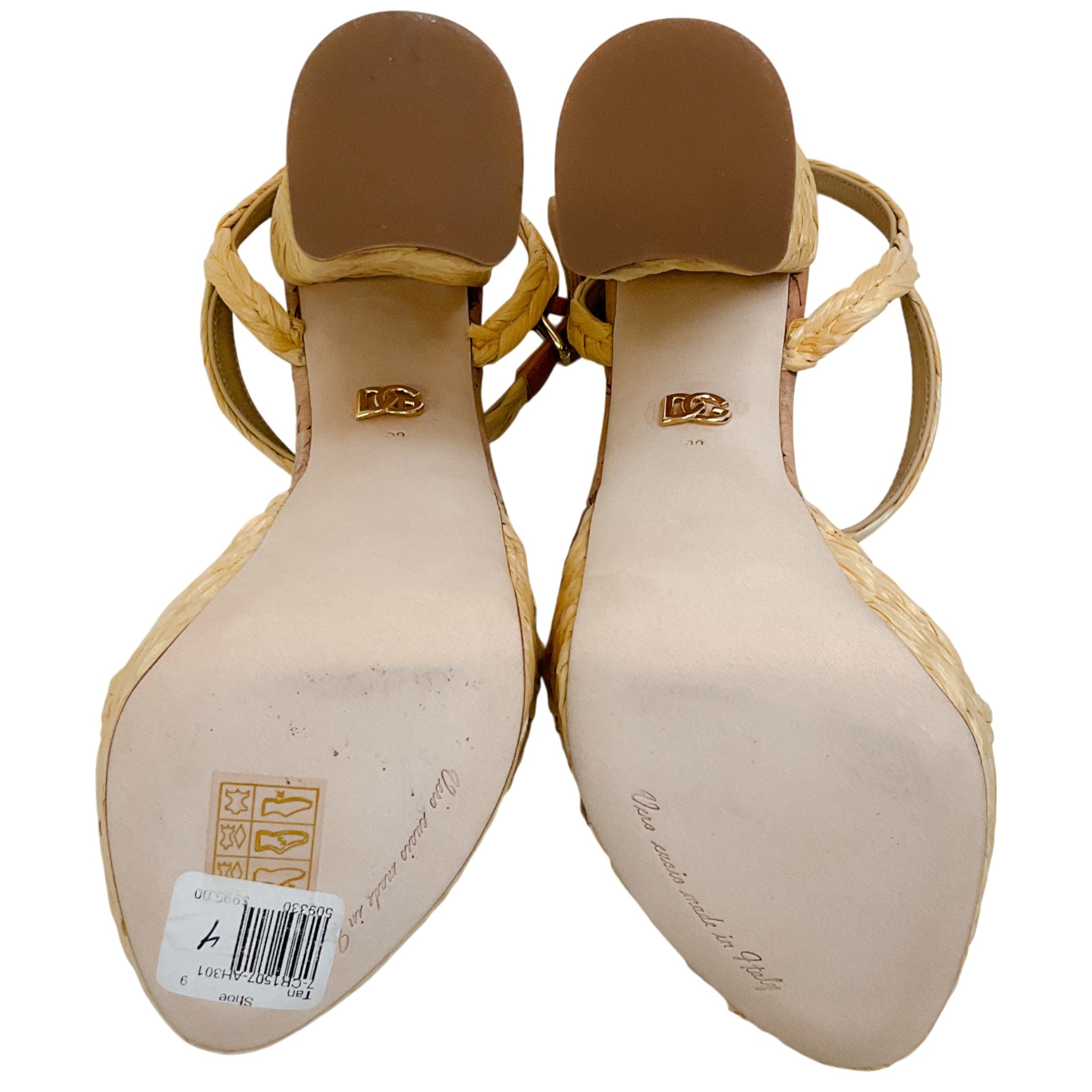 Dolce & Gabbana Natural Raffia Platform Sandals