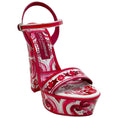 Load image into Gallery viewer, Dolce & Gabbana Fuchsia / White Patent Leather Tile Print Platform Sandals


