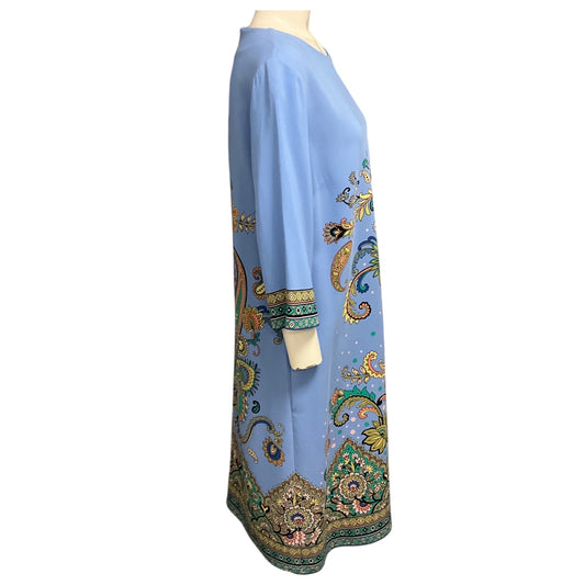 Etro Blue Floral Paisley Print Crepe Midi Dress