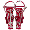Load image into Gallery viewer, Dolce & Gabbana Fuchsia / White Patent Leather Tile Print Platform Sandals
