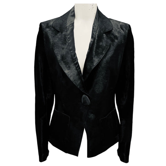 Salvatore Ferragamo Black Calf Hair Jacket