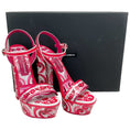 Load image into Gallery viewer, Dolce & Gabbana Fuchsia / White Patent Leather Tile Print Platform Sandals
