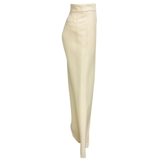 Adam Lippes Cream Wide Leg Crepe Pants / Trousers