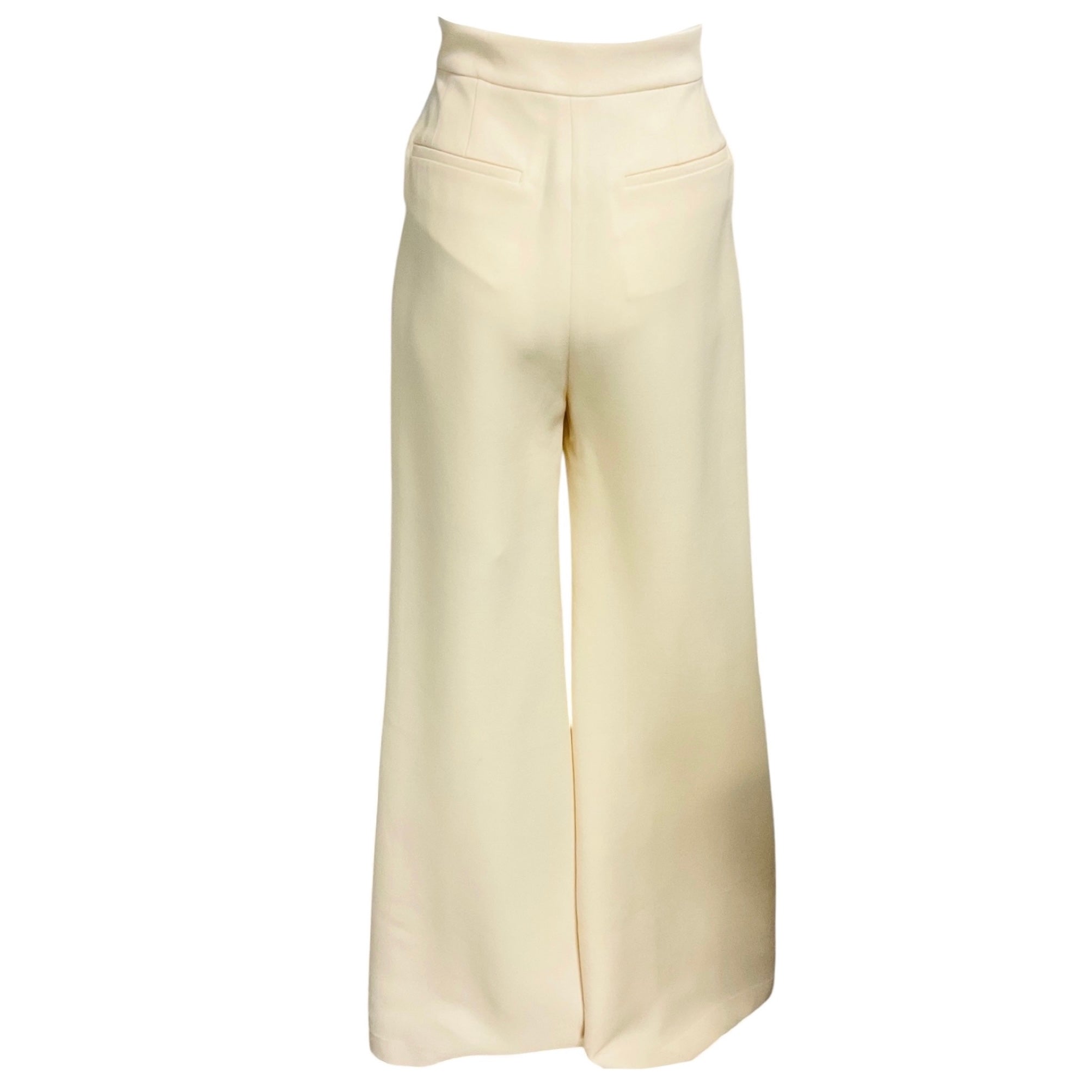 Adam Lippes Cream Wide Leg Crepe Pants / Trousers