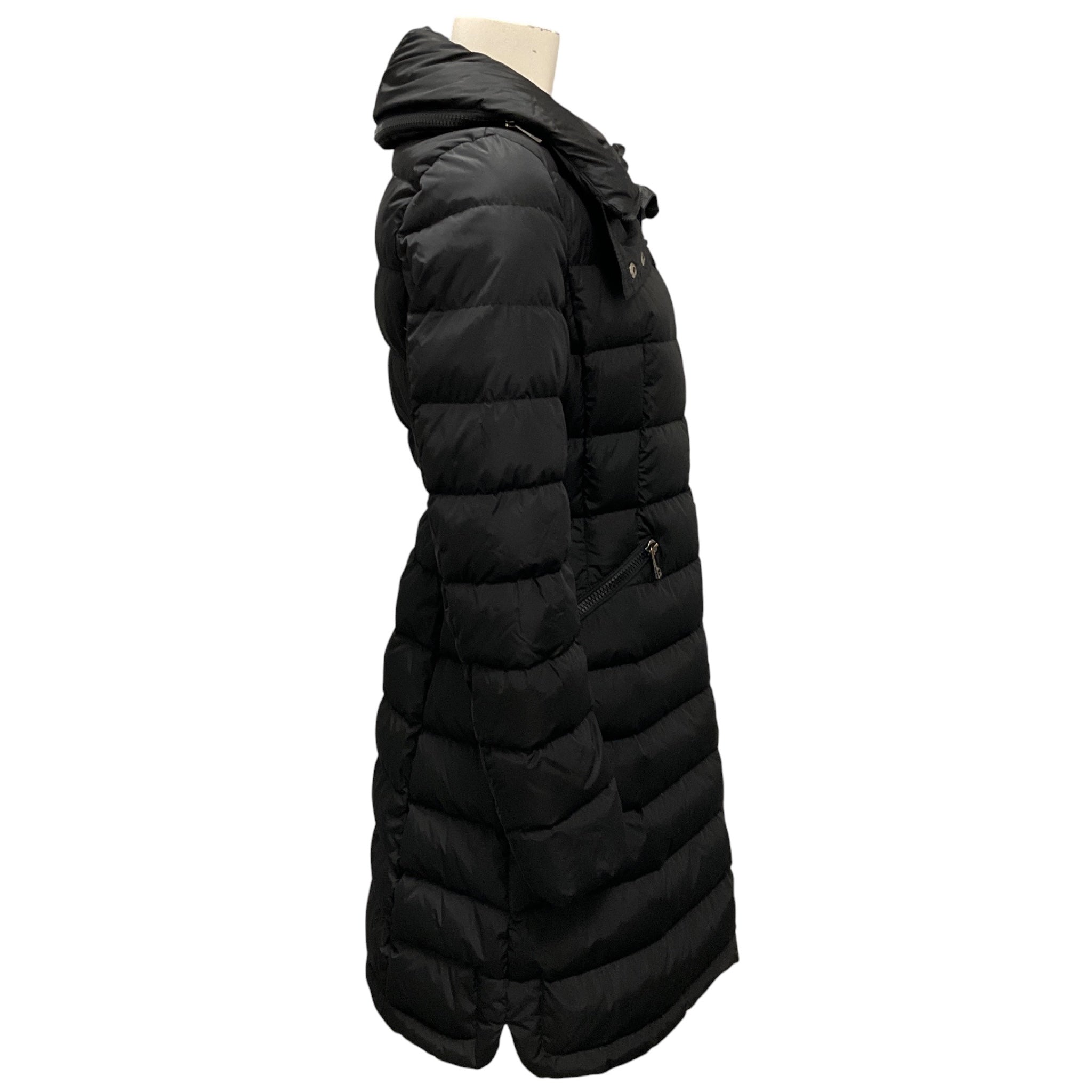 Moncler Black Flammette Fitted Long Down Coat