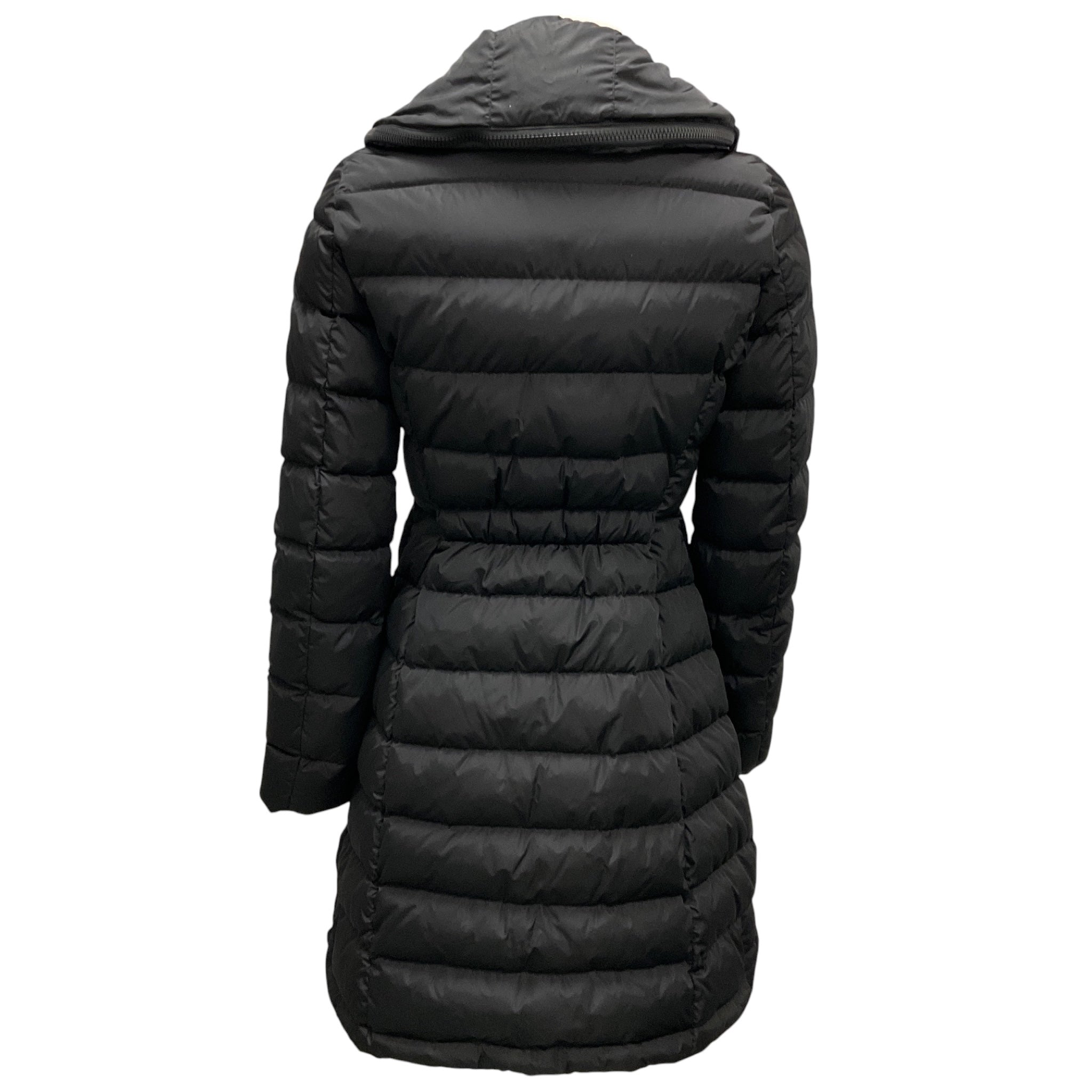 Moncler Black Flammette Fitted Long Down Coat