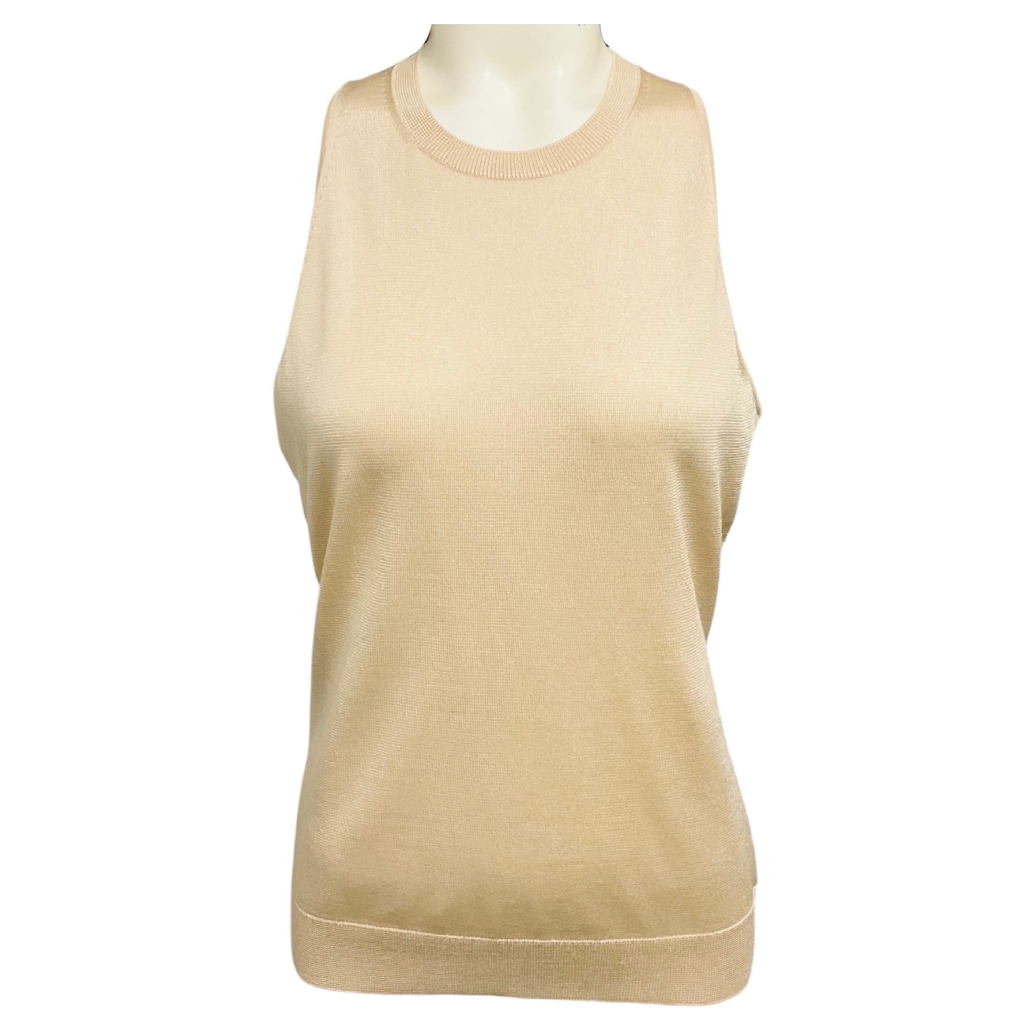 Theory Ecru Airy Sheen Sheer Knit Tank Top and V-Neck Cardigan Sweater Set