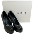 Load image into Gallery viewer, Casadei Black Leather Minorca Platform Pumps
