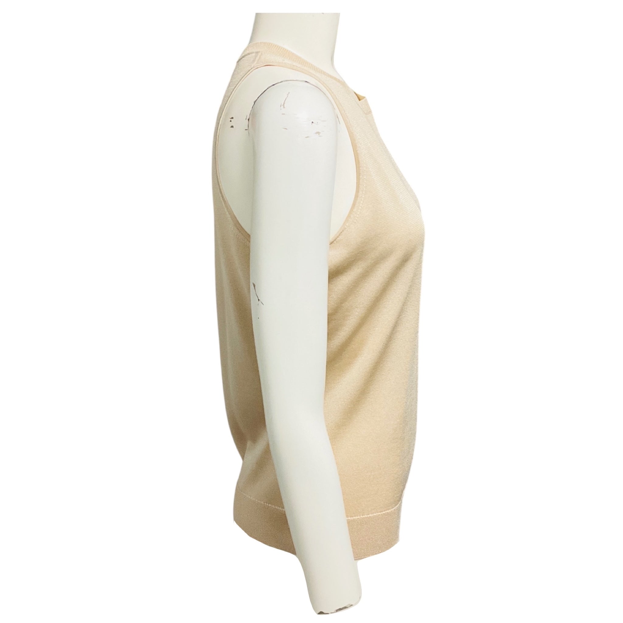 Theory Ecru Airy Sheen Sheer Knit Tank Top and V-Neck Cardigan Sweater Set