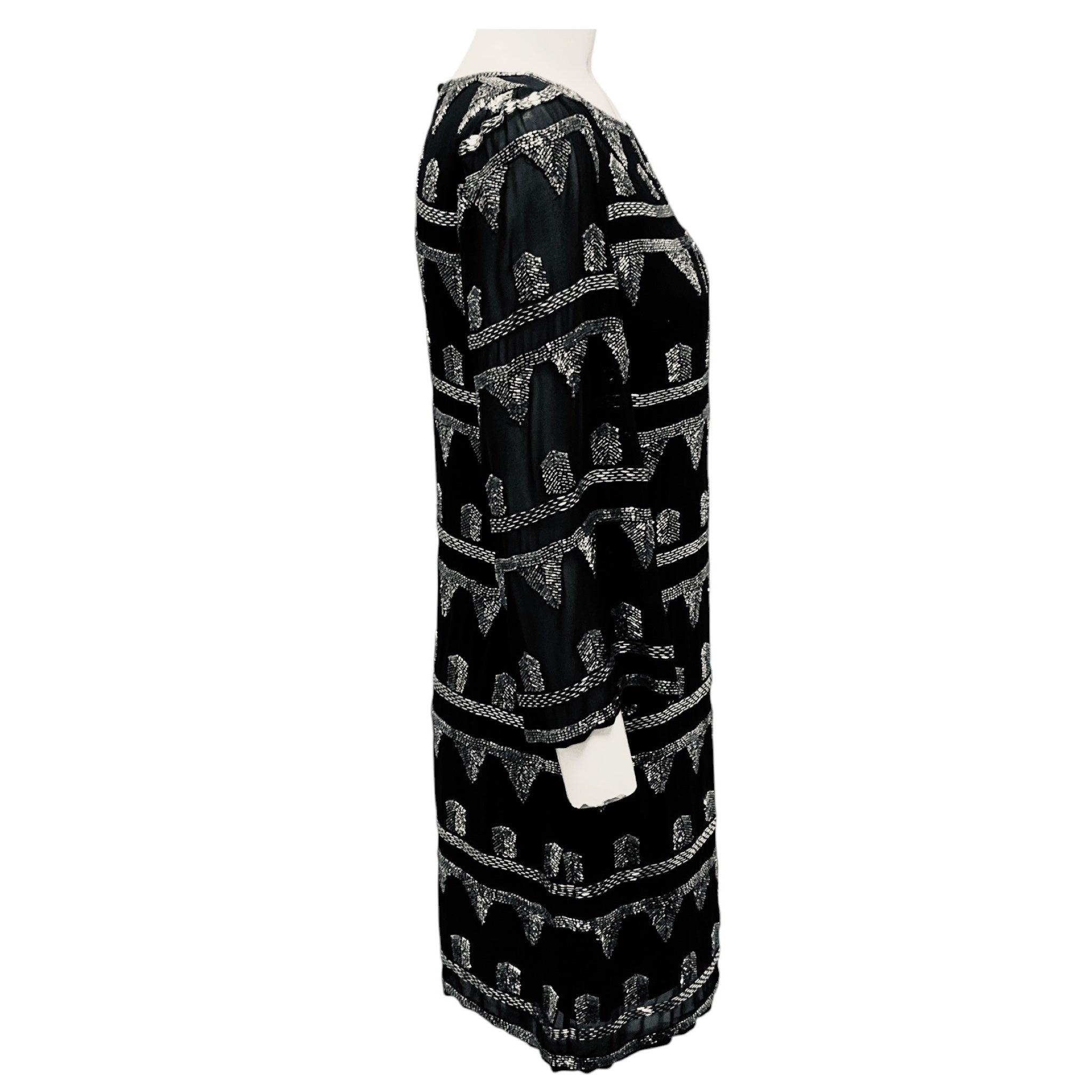 Alice + Olivia Black / Silver Bead Embellished Cocktail Dress