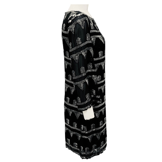 Alice + Olivia Black / Silver Bead Embellished Cocktail Dress