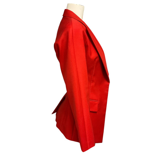 Hermes Poppy Red Silk Lined Wool Jacket with Lambskin Leather Belt