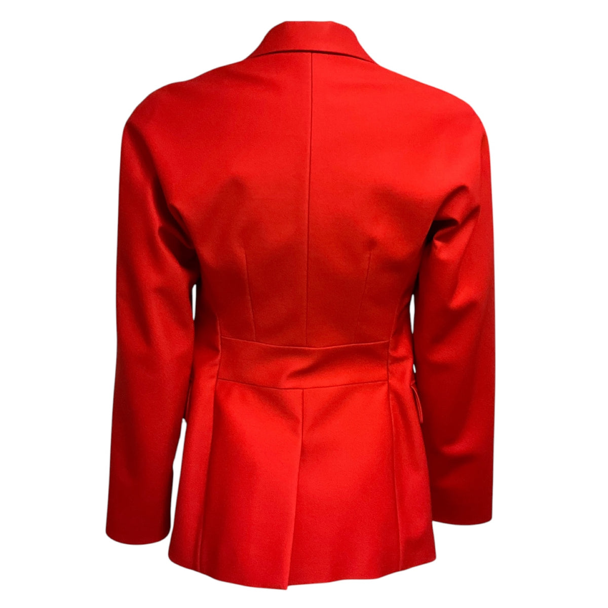 Hermes Poppy Red Silk Lined Wool Jacket with Lambskin Leather Belt