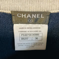 Load image into Gallery viewer, Chanel Navy Blue / Grey 2016 Chanel Airlines Collection Cashmere Knit Sweater with CC Logo Buttons
